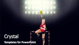  Presentation with handball - Colorful PPT layouts enhanced with animated ball - female athlete throwing handball backdrop and a black colored foreground