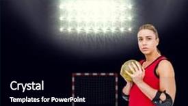  Presentation with handball handball - PPT layouts with animated ball - female athlete with elbow pad background and a black colored foreground