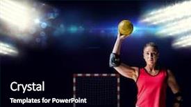  Presentation with athlete - Slide set consisting of animated ball - female athlete with elbow pad background and a black colored foreground