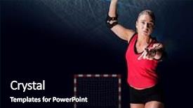  Presentation with athlete - Slides featuring animated ball - female athlete with elbow pad background and a black colored foreground