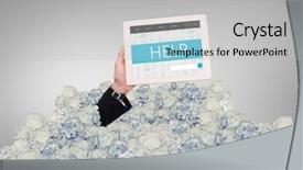  Presentation with masculine - Cool new presentation theme with animated ball - masculine hand holding tablet backdrop and a light gray colored foreground