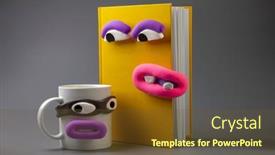  Presentation with eyes - Presentation theme consisting of animated-book-and-cup background and a tawny brown colored foreground