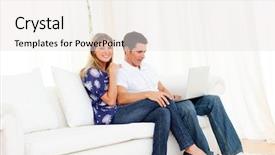  Presentation with jolly - Colorful theme enhanced with animated brain - jolly couple using a laptop backdrop and a white colored foreground
