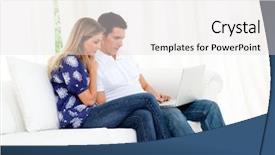 Presentation with romantic - Theme having animated brain - romantic couple using a laptop background and a light gray colored foreground