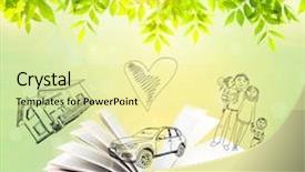  Presentation with animated nature - Slide set consisting of animated car - open book with drawings background and a blonde colored foreground