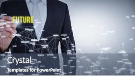  Presentation with writing - PPT theme consisting of business man writing with felt background and a ocean colored foreground