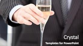  Presentation with champagne - Slides featuring animated celebration - close-up of a businessman celebrating background and a dark gray colored foreground