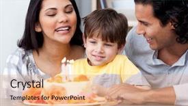  Presentation with animated birthday - Cool new presentation theme with animated celebration - mixed family celebrating a birthday backdrop and a coral colored foreground