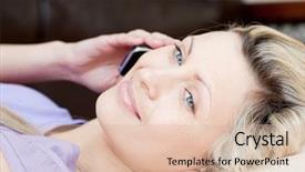  Presentation with cell - Beautiful slides featuring animated cell - caucasian woman talking backdrop and a lemonade colored foreground