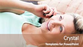  Presentation with cell - Colorful PPT theme enhanced with animated cell - lively woman using a phone backdrop and a  colored foreground