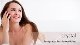  Presentation with speaking - Slide deck featuring animated cell - pretty woman speaking on phone background and a coral colored foreground