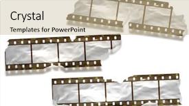  Presentation with film strip - PPT layouts featuring animated clip arts - braked film strip background and a soft green colored foreground