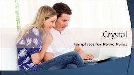  Presentation with award animated - PPT theme consisting of animated couple using a laptop background and a lemonade colored foreground