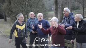  Presentation with discussion - Slides featuring animated-discussion-of-elderly-people background and a dark gray colored foreground