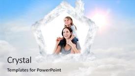 Presentation with sky blue - Amazing PPT layouts having animated environment - cheerful mother giving piggyback ride backdrop and a light gray colored foreground
