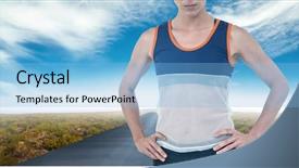  Presentation with hip - PPT layouts enhanced with animated environment - female athlete standing with hand background and a light blue colored foreground