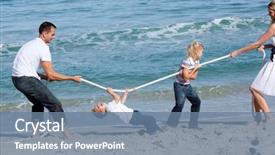  Presentation with animated sea - Amazing slide deck having animated family playing tug backdrop and a seafoam green colored foreground