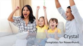 Presentation with animated greetings - Beautiful PPT theme featuring animated family watching tv backdrop and a light blue colored foreground