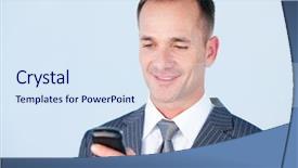  Presentation with animated - Colorful PPT layouts enhanced with animated cell - handsome businessman sending a text backdrop and a sky blue colored foreground