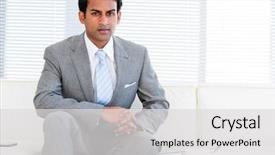  Presentation with racing - PPT theme enhanced with animated racing - self-assured businessman sitting background and a light gray colored foreground