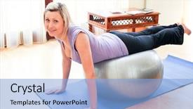  Presentation with animated health - Slides enhanced with animated health - athletic woman doing exercice background and a light blue colored foreground