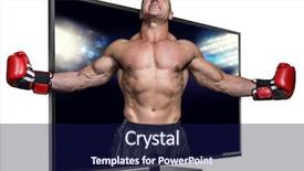  Presentation with boxer - Presentation theme having animated health - boxer with arms outstretched background and a navy blue colored foreground