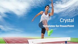  Presentation with running - Slides with animated health - male athlete running against view background and a teal colored foreground
