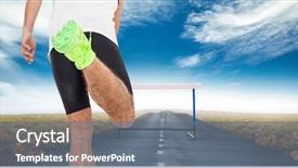  Presentation with animated health - Theme featuring animated health - rear view of male athlete background and a ocean colored foreground