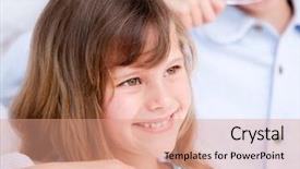  Presentation with animated health - Presentation theme enhanced with animated health - smiling girl brushing her teeth background and a coral colored foreground