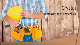  Presentation with wood panel - Slide set having animated jobs - digital composite of carpenter background and a coral colored foreground