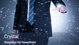  Presentation with finger - Theme consisting of animated lines - mid section businessman pointing background and a ocean colored foreground