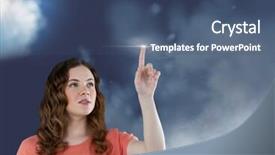  Presentation with flare - Presentation theme featuring animated media - digital composition of woman touching background and a ocean colored foreground