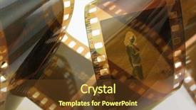  Presentation with film strip - Presentation theme consisting of animated media - film strip background and a tawny brown colored foreground