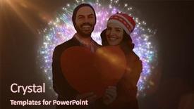  Presentation with young happy couple - Colorful slide deck enhanced with animated new year - happy young couple holding heart backdrop and a wine colored foreground