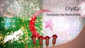  Presentation with fireworks - Colorful slides enhanced with animated new year - rockets for fireworks against colourful backdrop and a soft green colored foreground