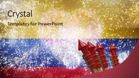  Presentation with fireworks - PPT theme with animated new year - rockets for fireworks against colourful background and a yellow colored foreground