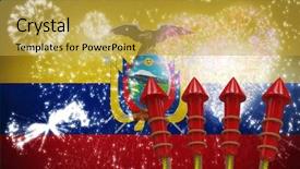  Presentation with fireworks - Presentation theme having animated new year - rockets for fireworks against colourful background and a yellow colored foreground