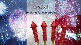  Presentation with fireworks - Slide deck featuring animated new year - rockets for fireworks against colourful background and a teal colored foreground