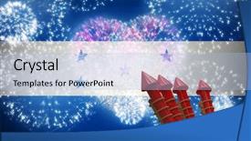  Presentation with fireworks - Amazing theme having animated new year - rockets for fireworks against colourful backdrop and a light blue colored foreground