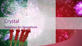  Presentation with fireworks - PPT layouts featuring animated new year - rockets for fireworks against colourful background and a sky blue colored foreground