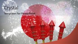 Presentation with fireworks - Beautiful slides featuring animated new year - rockets for fireworks against colourful backdrop and a light gray colored foreground