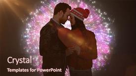  Presentation with black paper - Cool new slide deck with animated new year - romantic young couple holding heart backdrop and a wine colored foreground