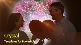  Presentation with clouds in heart shape - PPT layouts featuring animated new year - smiling couple holding heart shape background and a tawny brown colored foreground