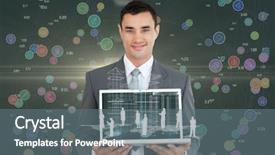  Presentation with laptop computers around the world backgroun - Slide set featuring animated racing - portrait of smiling businessman holding background and a gray colored foreground