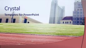  Presentation with race track - Amazing slides having animated racing - race track against view backdrop and a sky blue colored foreground