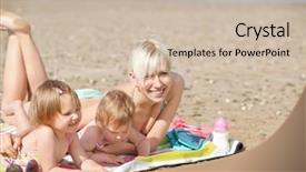  Presentation with animated sea - Beautiful theme featuring animated sea - laughing family lying backdrop and a soft green colored foreground