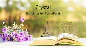  Presentation with animated nature - Presentation theme consisting of animated sea - open book with drawings background and a yellow colored foreground