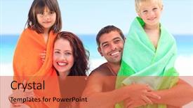  Presentation with animated sea - Presentation theme having animated sea - parents with their children background and a red colored foreground