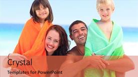  Presentation with children parents - Slides enhanced with animated sea - parents with their children background and a red colored foreground