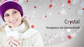  Presentation with black women beautiful woman - Audience pleasing presentation design consisting of animated snowflakes - beautiful woman holding a cup backdrop and a light gray colored foreground